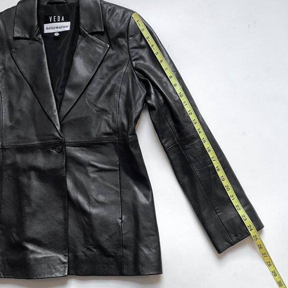 Reformation Veda Bowery Leather Blazer Black Size Large - Picture 12 of 14
